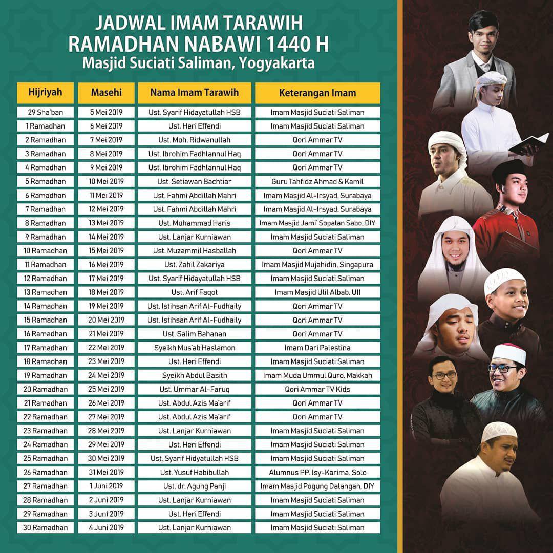 JADWAL IMAM TARAWIH MASJID SUCIATI SALIMAN