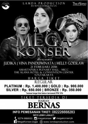 Mega Konser Jogja bersama Judika, Melly Goeslaw, Vina Panduwinata