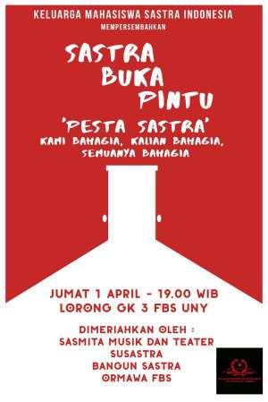  Sastra Buka Pintu ' Pesta Sastra' di Lorong GK 3 FBS UNY