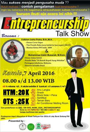 Seminar Kewirausahaan di Gedung ARB lt 5 Kampus UMY