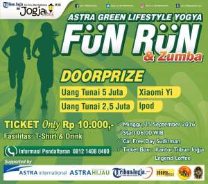 Astra Green Lifestyle Yogya Fun Run & Zumba | 25 September 2016 | 06.00 WIB | Car Free Day Sudirman