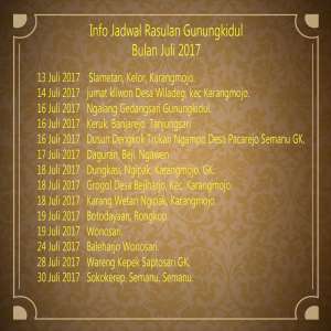 Jadwal Rasulan bulan Juli 2017 Kab. Gunungkidul 