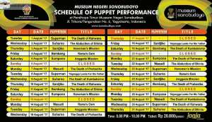 Agenda Wayang Singkat Sonobudoyo Agustus 2017