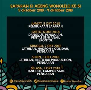 Jadwal Saparan Ki Ageng Wonolelo 5-9 Okt 2018