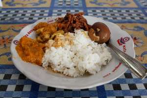 Gudeg manggar lauk telur 