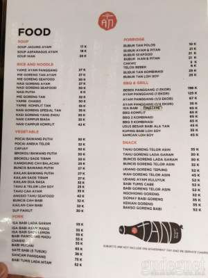 Daftar menu di Tan Lunch Bar/Foto.Dewi Nugraheni