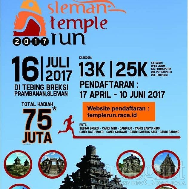 Besok Pendaftaran Berakhir, Yuk Gabung di Sleman Temple Run 2017