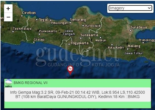 Gunungkidul Digetarkan Gempa Tengah Malam Tadi