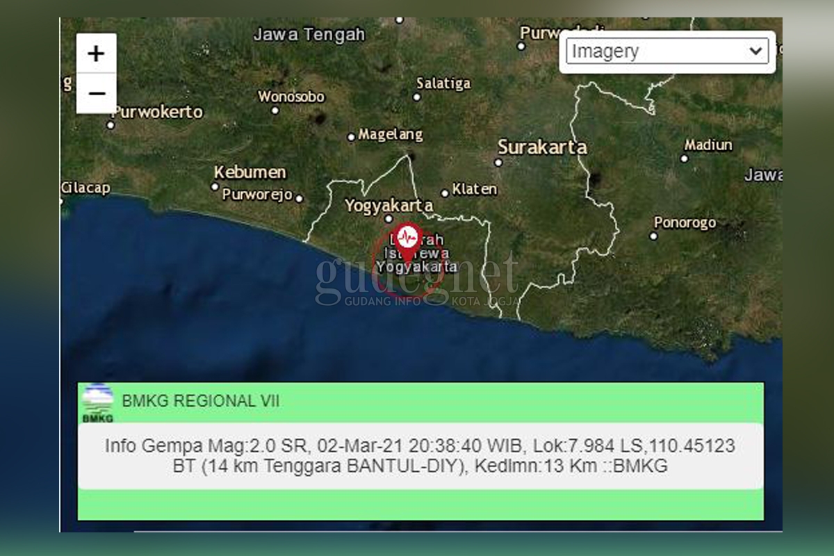 Hari Ini Gempa Terjadi Dua Kali di Bantul