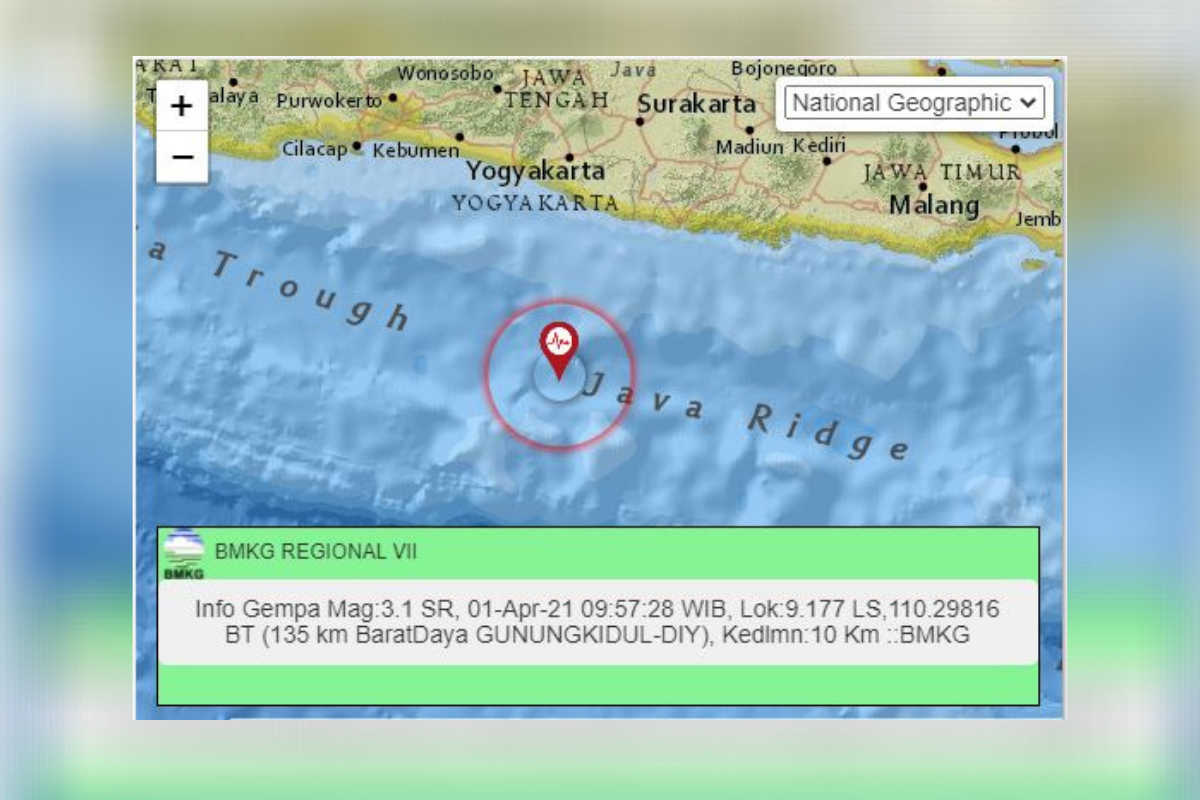 Gempa Getarkan Bantul dan Gunungkidul Pagi Ini