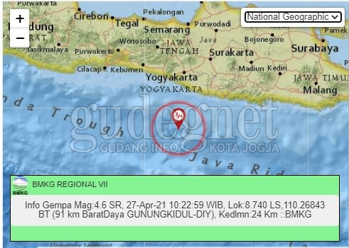 Gunungkidul Diguncang Gempa M4.6